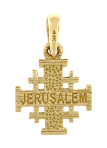 14k Yellow Gold Jerusalem Cross Small Pendant Charm