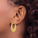 Load image into Gallery viewer, 14K Yellow Gold Shrimp Scalloped Twisted Hoop Earrings
