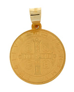 Charger l&#39;image dans la galerie, 14k Yellow Gold Saint Benedict Round Medal Hollow Pendant Charm
