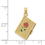 Carregar imagem no visualizador da galeria, 14K Yellow Gold Enamel Love Flower Book Moveable 3D Pendant Charm
