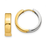 이미지를 갤러리 뷰어에 로드 , 14k Gold Two Tone Classic Hinged Hoop Huggie Earrings

