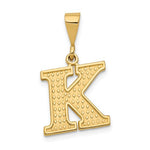 Lade das Bild in den Galerie-Viewer, 14K Yellow Gold Uppercase Initial Letter K Block Alphabet Pendant Charm
