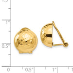 Ladda upp bild till gallerivisning, 14k Yellow Gold Non Pierced Clip On Hammered Ball Omega Back Earrings 12mm
