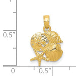 Cargar imagen en el visor de la galería, 14k Yellow Gold Shell Seashell Starfish Sand Dollar Cluster Pendant Charm
