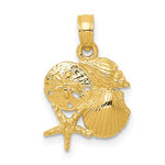 Charger l&#39;image dans la galerie, 14k Yellow Gold Shell Seashell Starfish Sand Dollar Cluster Pendant Charm
