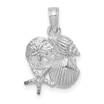 Carregar imagem no visualizador da galeria, 14k White Gold Shell Seashell Starfish Sand Dollar Cluster Pendant Charm
