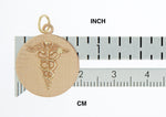 Kép betöltése a galériamegjelenítőbe: 14k Yellow Gold Medical Caduceus Symbol Disc Pendant Charm
