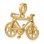 Indlæs billede til gallerivisning 14k Yellow Gold Bicycle 3D Moveable Pendant Charm
