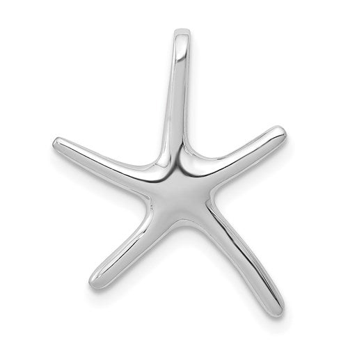 14k White Gold Starfish Chain Slide Pendant Charm