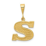 Lataa kuva Galleria-katseluun, 14K Yellow Gold Uppercase Initial Letter S Block Alphabet Pendant Charm
