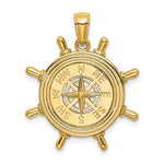 Kép betöltése a galériamegjelenítőbe: 14k Yellow Gold Ship Wheel Nautical Compass Medallion Pendant Charm
