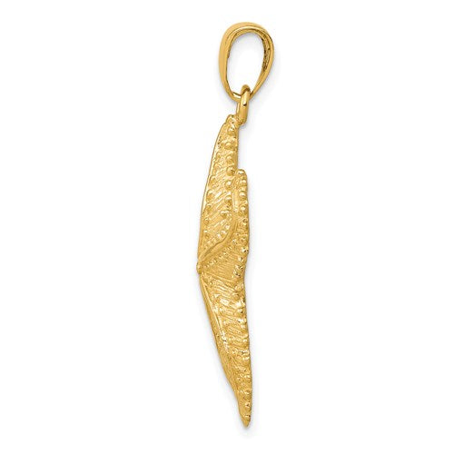 14k Yellow Gold Starfish Ocean Life Pendant Charm