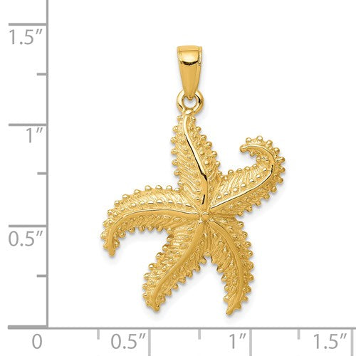 14k Yellow Gold Starfish Ocean Life Pendant Charm