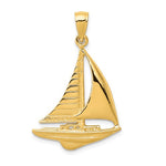 Lataa kuva Galleria-katseluun, 14k Yellow Gold Sailboat Sailing Nautical Pendant Charm
