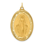 Carica l&#39;immagine nel visualizzatore di Gallery, 14k Yellow Gold Blessed Virgin Mary Miraculous Medal Oval Large Pendant Charm
