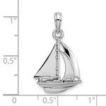 Lade das Bild in den Galerie-Viewer, 14k White Gold Sailboat Sailing 3D Pendant Charm
