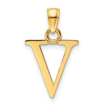 Load image into Gallery viewer, 14K Yellow Gold Uppercase Initial Letter V Block Alphabet Large Pendant Charm
