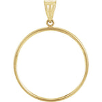 Lataa kuva Galleria-katseluun, 14K Yellow Gold Holds 29mm x 2mm Coins or Mexican 1/2 oz ounce Coin Holder Tab Back Frame Pendant
