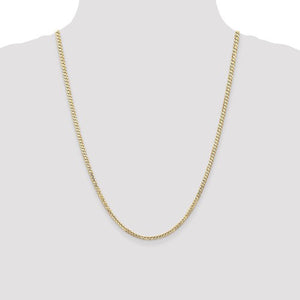 14K Yellow Gold 3mm Open Concave Curb Bracelet Anklet Choker Necklace Pendant Chain