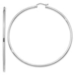 Carica l&#39;immagine nel visualizzatore di Gallery, 14k White Gold 68mm x 2mm Large Classic Round Hoop Earrings
