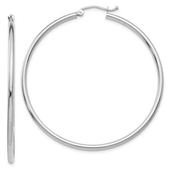 14K White Gold 51mm x 2mm Classic Round Hoop Earrings