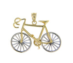 이미지를 갤러리 뷰어에 로드 , 14k Gold Two Tone Large Bicycle Moveable 3D Pendant Charm - [cklinternational]
