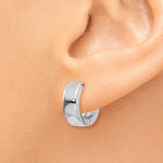Load image into Gallery viewer, 14k White Gold Classic Round Polished Hinged Hoop Huggie Earrings
