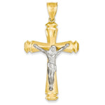 Lataa kuva Galleria-katseluun, 14k Gold Two Tone Large Cross Crucifix Pendant Charm
