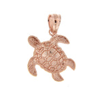 Carregar imagem no visualizador da galeria, 14k Rose Gold Turtle Open Back Pendant Charm
