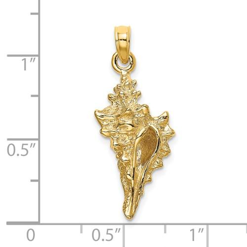 14k Yellow Gold Conch Shell Seashell 3D Pendant Charm