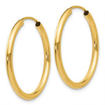 Afbeelding in Gallery-weergave laden, 14K Yellow Gold 22mm x 2mm Round Endless Hoop Earrings
