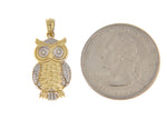 將圖片載入圖庫檢視器 14k Yellow Gold and Rhodium Owl Pendant Charm
