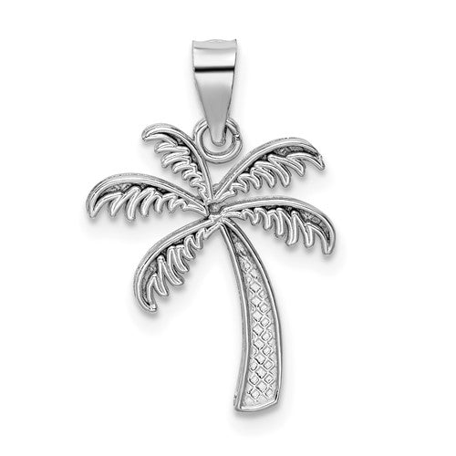 14K White Gold Palm Tree Pendant Charm