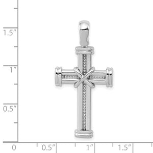 14k White Gold Cross Open Back Pendant Charm