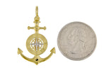 Lade das Bild in den Galerie-Viewer, 14k Yellow White Gold Anchor Compass Ship Wheel Nautical 3D Pendant Charm

