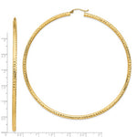 Indlæs billede til gallerivisning 14K Yellow Gold Extra Large Diamond Cut Classic Round Hoop Earrings 87mm x 3mm
