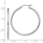 Загрузить изображение в средство просмотра галереи, Sterling Silver Diamond Cut Classic Round Hoop Earrings 35mm x 2mm
