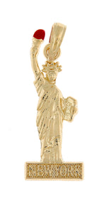 Indlæs billede til gallerivisning 14k Yellow Gold Enamel New York Statue Liberty Pendant Charm
