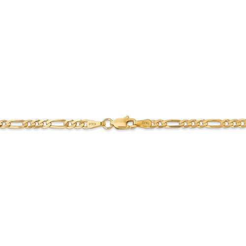 14K Yellow Gold 3mm Flat Figaro Bracelet Anklet Choker Necklace Pendant Chain