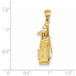 Carica l&#39;immagine nel visualizzatore di Gallery, 14k Yellow Gold Golf Clubs Bag Golfing Pendant Charm
