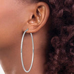 Lataa kuva Galleria-katseluun, Sterling Silver Diamond Cut Classic Round Hoop Earrings 65mm x 2mm
