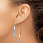 Indlæs billede til gallerivisning Sterling Silver Diamond Cut Classic Round Hoop Earrings 50mm x 2mm
