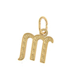 Indlæs billede til gallerivisning 14K Yellow Gold Lowercase Initial Letter M Script Cursive Alphabet Pendant Charm
