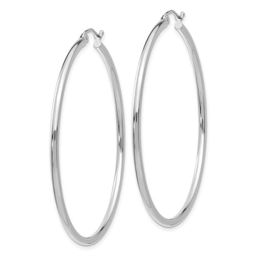 14K White Gold 51mm x 2mm Classic Round Hoop Earrings