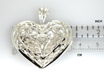 Ladda upp bild till gallerivisning, Sterling Silver Puffy Filigree Heart 3D Large Pendant Charm
