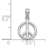 Indlæs billede til gallerivisning 14k White Gold Peace Sign Symbol Small 3D Pendant Charm
