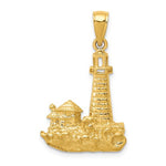 Załaduj obraz do przeglądarki galerii, 14k Yellow Gold Lighthouse Open Back Pendant Charm
