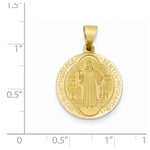 画像をギャラリービューアに読み込む, 14k Yellow Gold Saint Benedict Round Medal Hollow Pendant Charm
