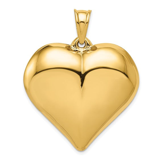 14k Gold Charm, Puffed Heart Charm