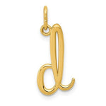 Indlæs billede til gallerivisning 14K Yellow Gold Lowercase Initial Letter D Script Cursive Alphabet Pendant Charm
